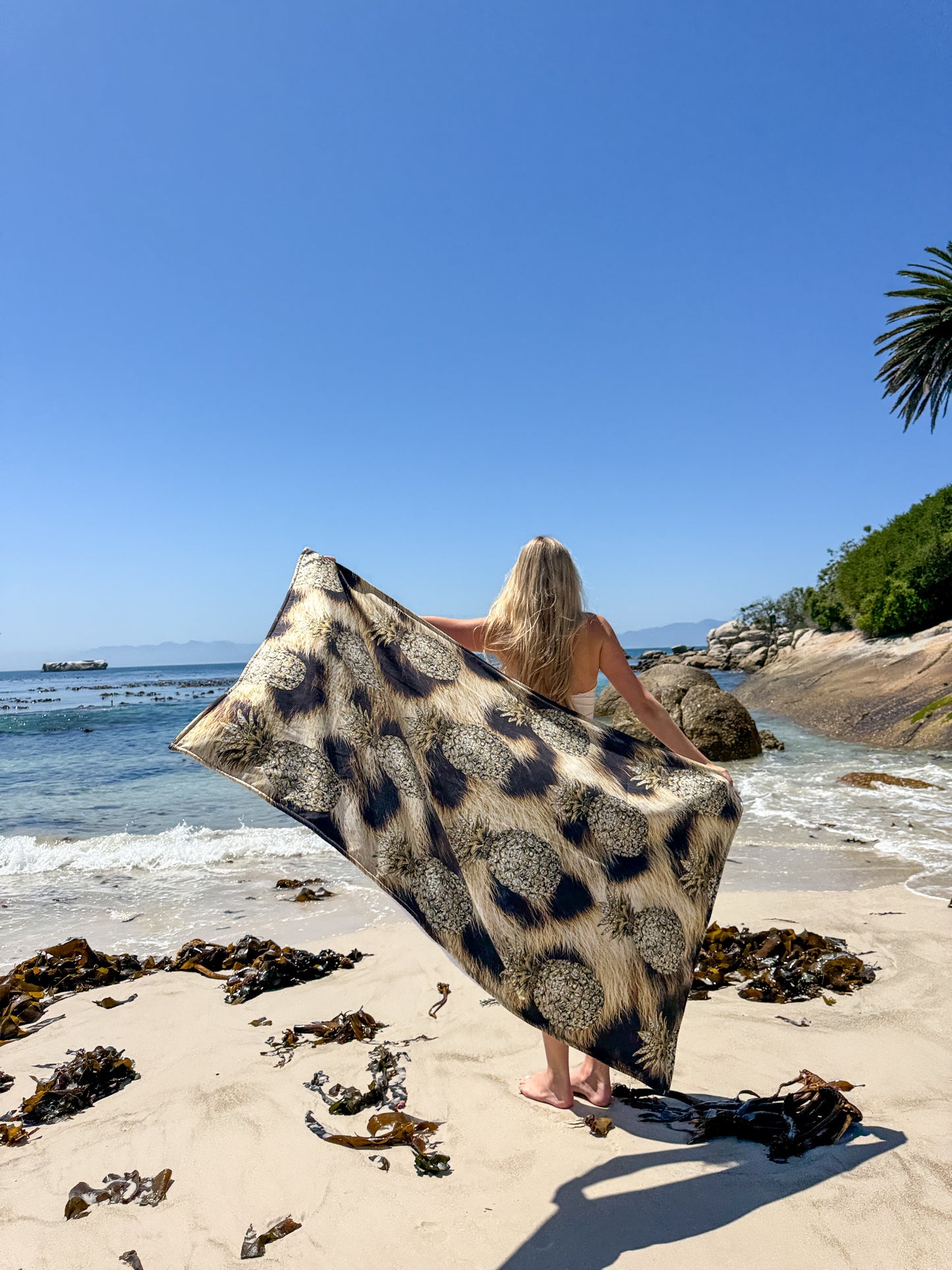 Gold Leopard Print Pineapples - Beach Towel
