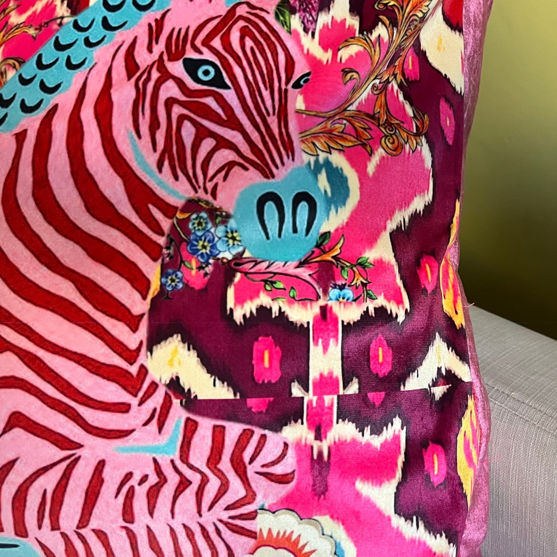 Pink Zebra - Velvet 60 x 60 Cushion ( Slight Design Flaw ) - Hannah Claire Creations