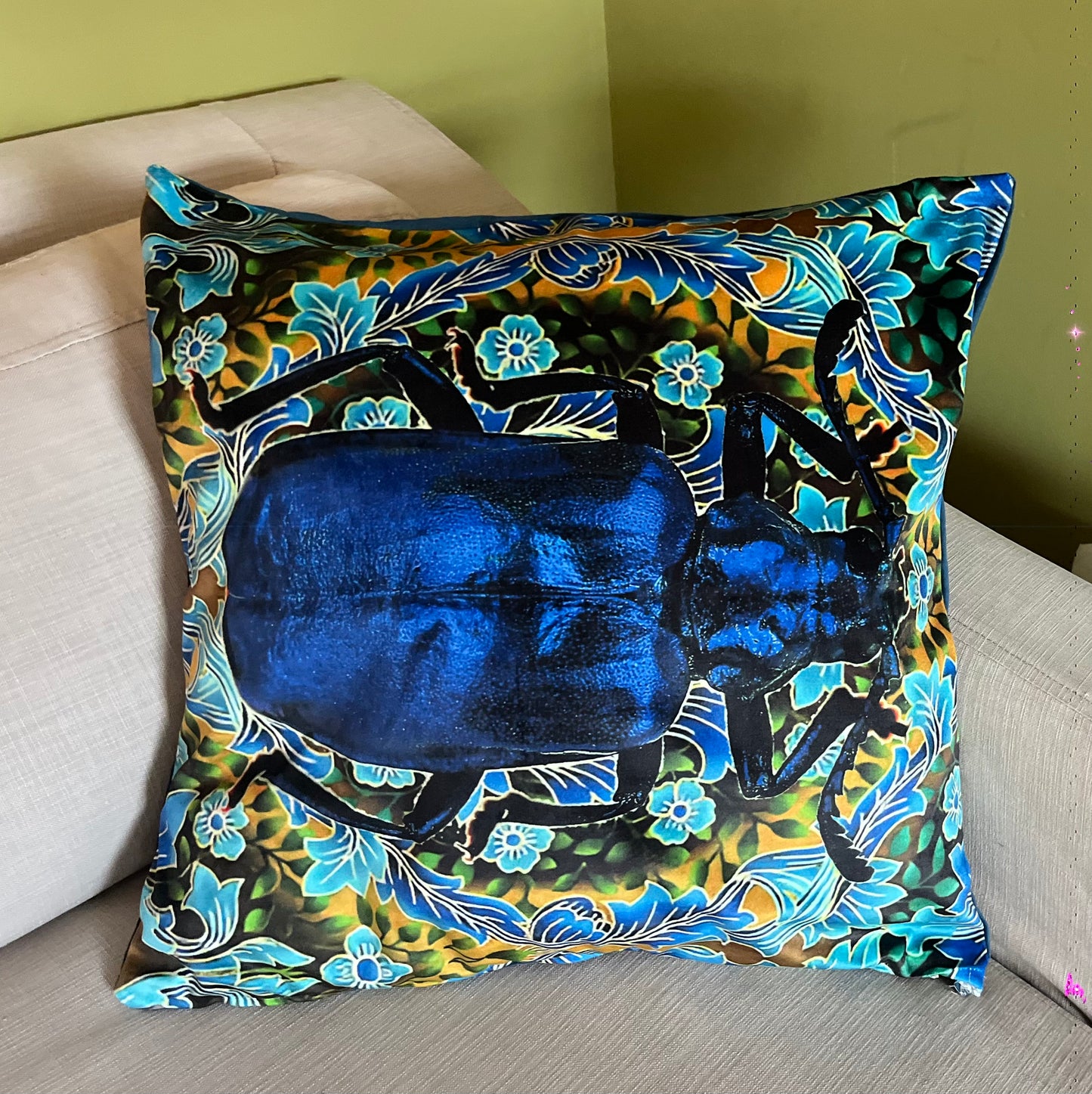 Iridescent Scarab - 50 x 50cm Cushion - Hannah Claire Creations