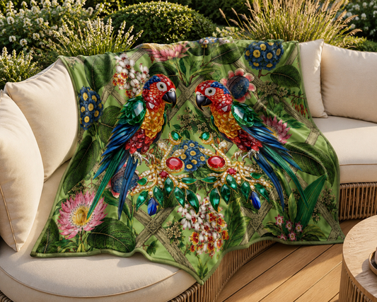 Jewelled Parrots On Green