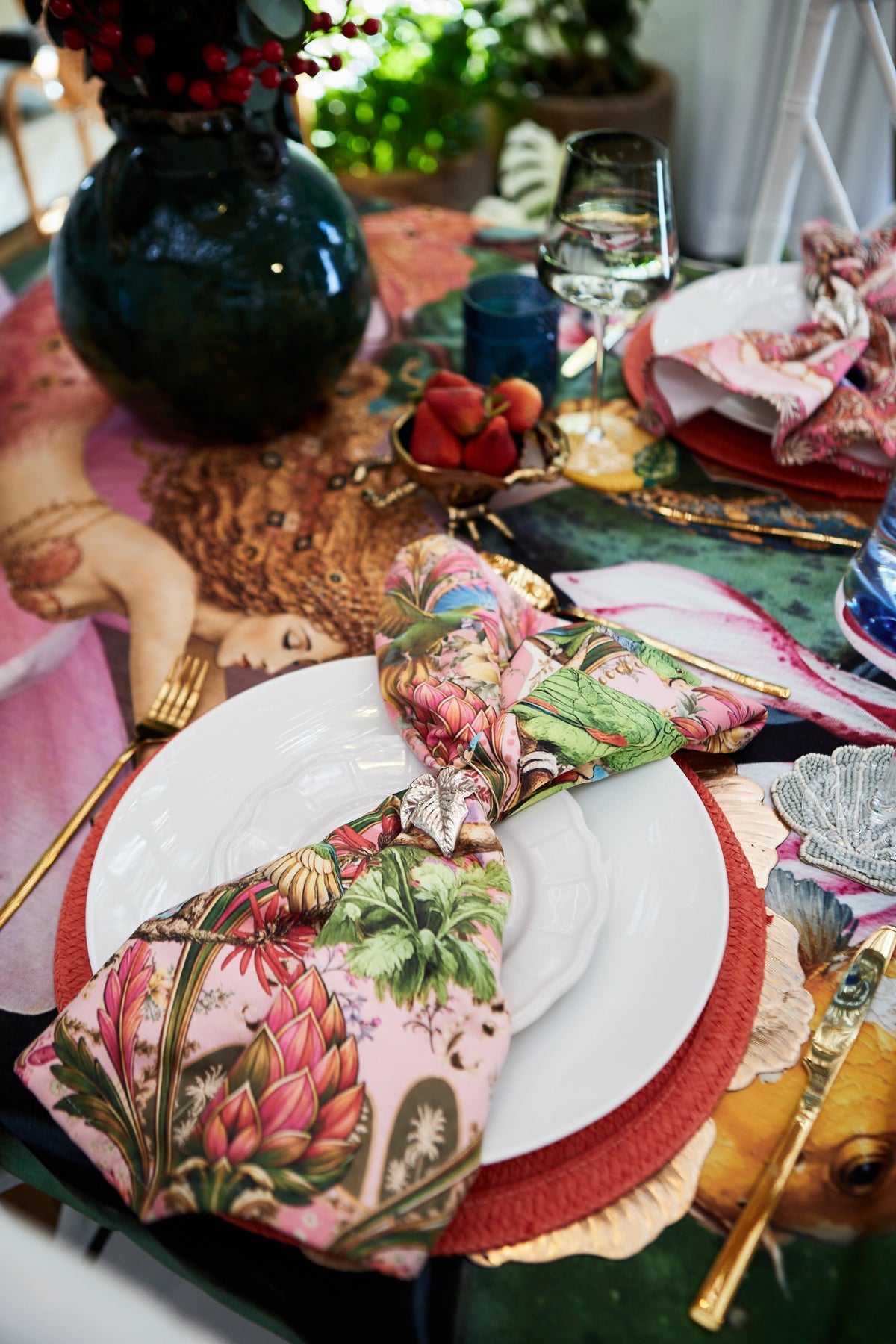 Outdoor Tablecloth - Pink Water Lilies With Mermaids