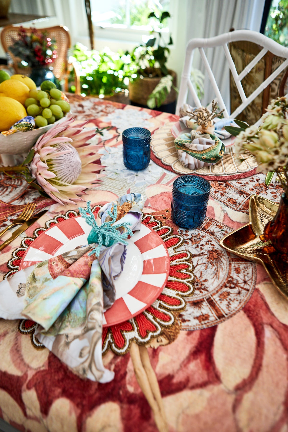 Outdoor Tablecloth - Orange & Peachy Mermaids