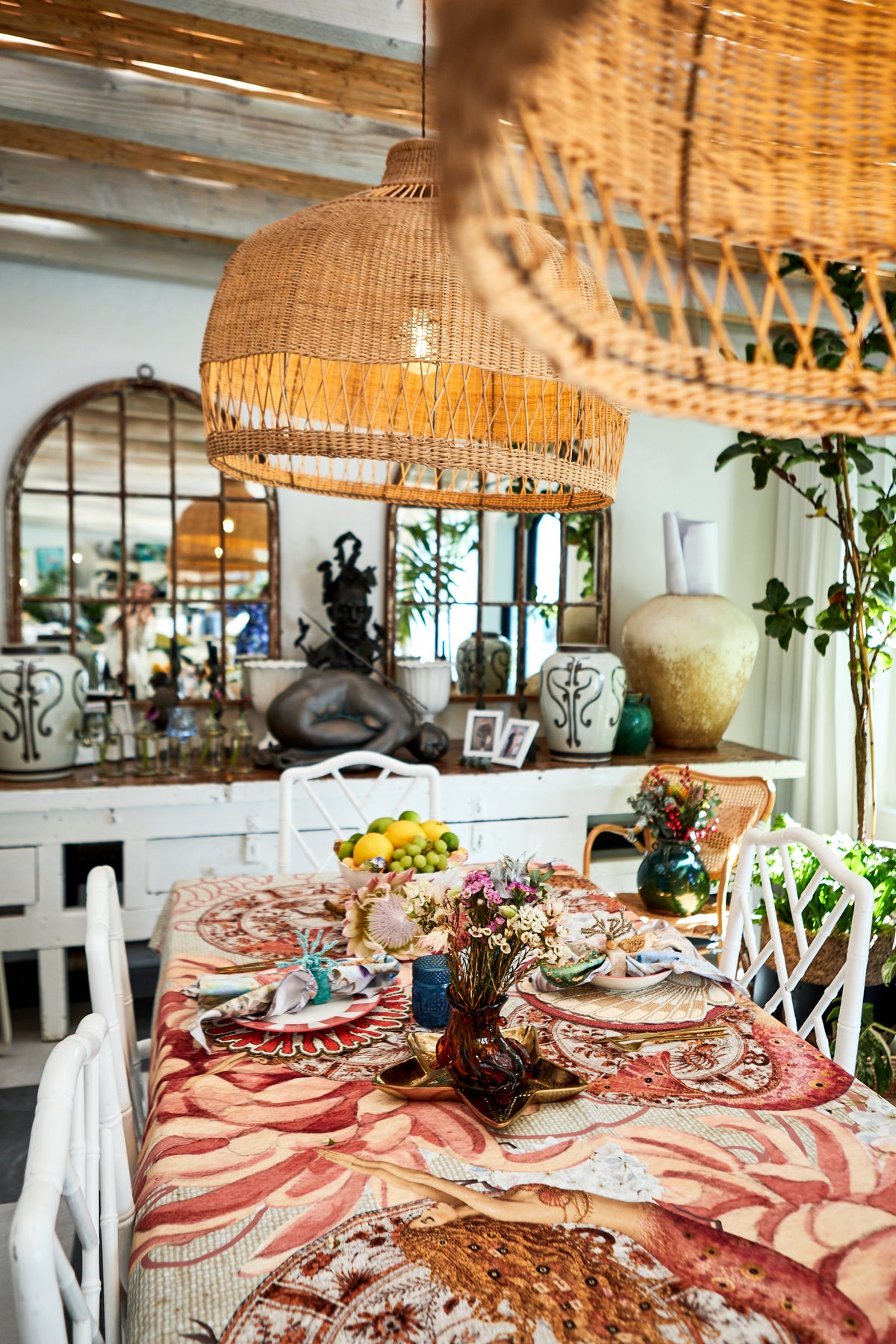 Outdoor Tablecloth - Orange & Peachy Mermaids