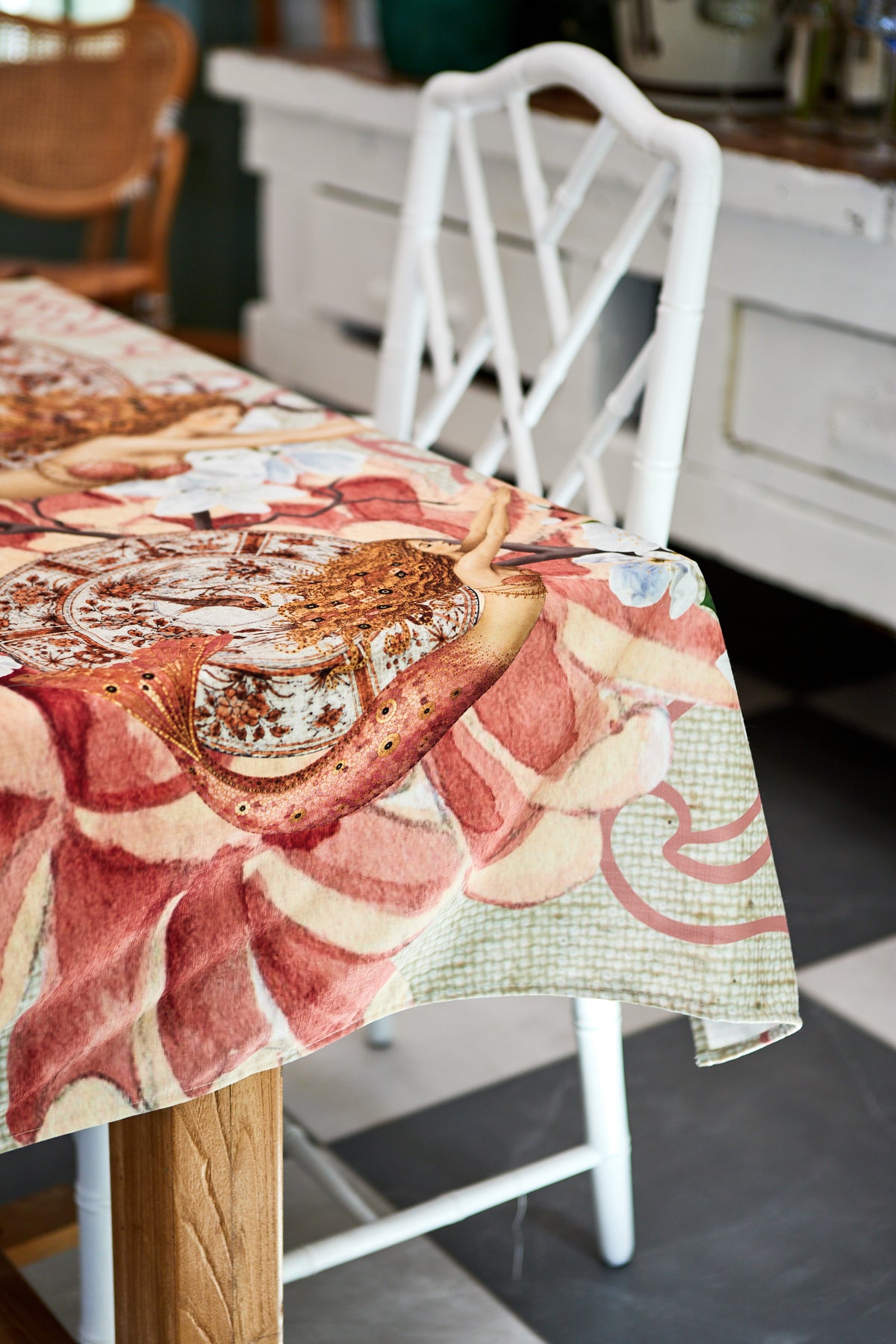 Outdoor Tablecloth - Orange & Peachy Mermaids
