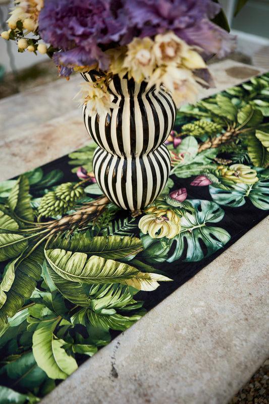 Table Runner - Palms On Black