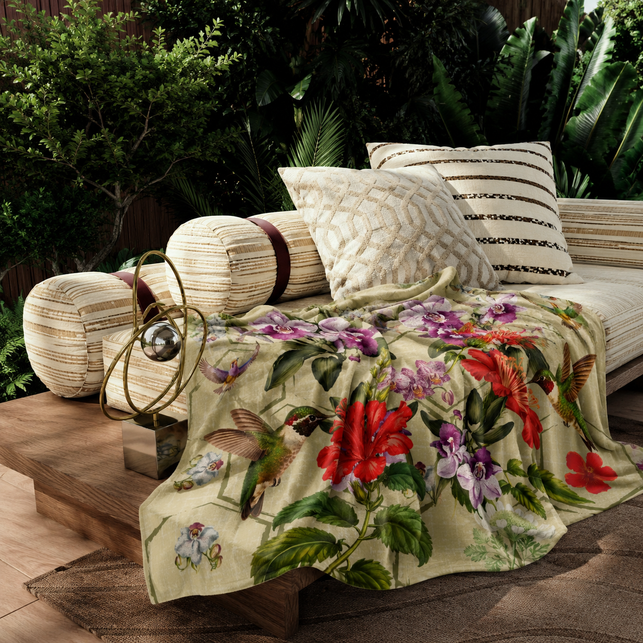 Orchids & Hummingbirds - Fleece Blanket - Hannah Claire Creations