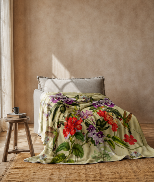 Orchids & Hummingbirds - Fleece Blanket