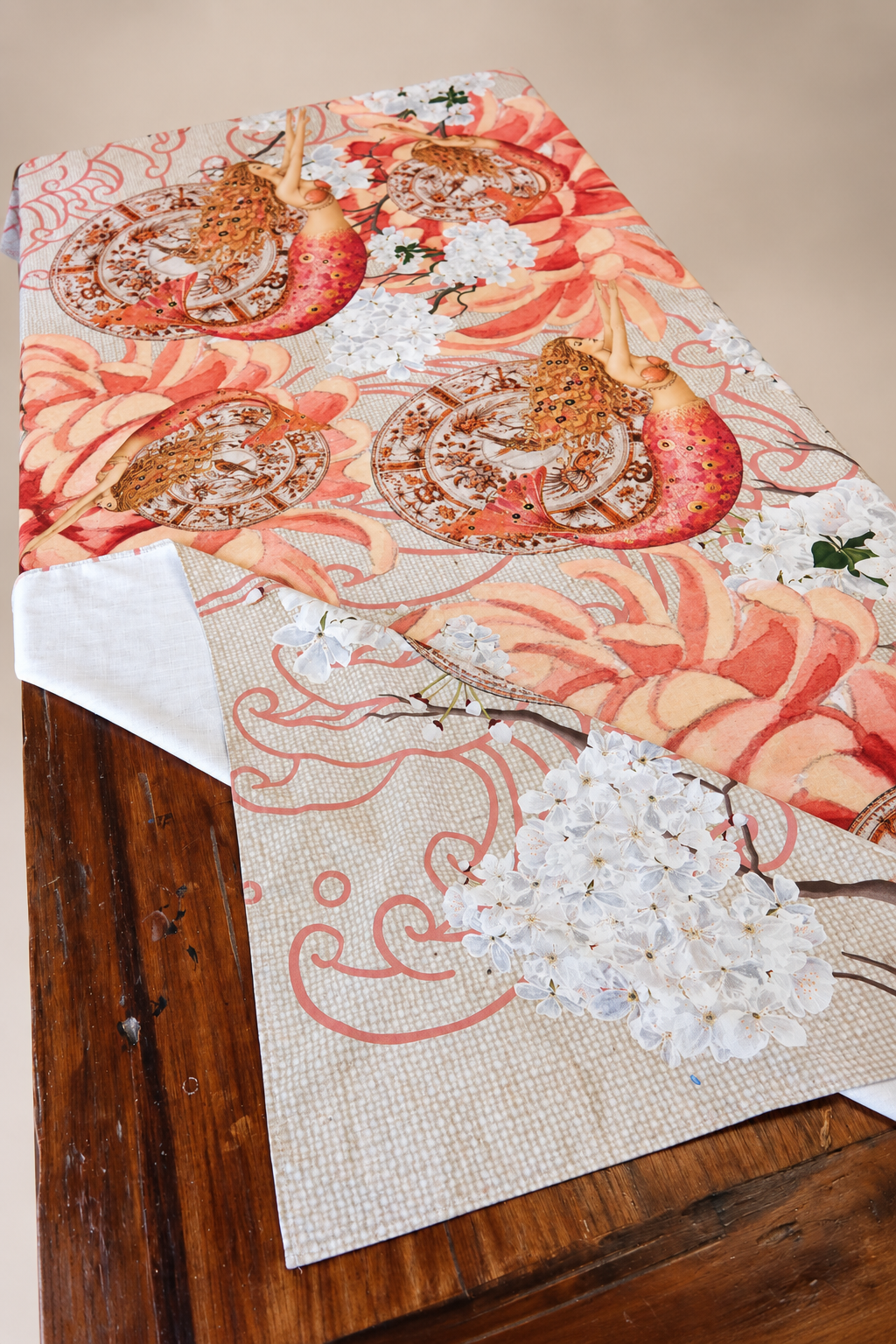 Outdoor Tablecloth - Orange & Peachy Mermaids