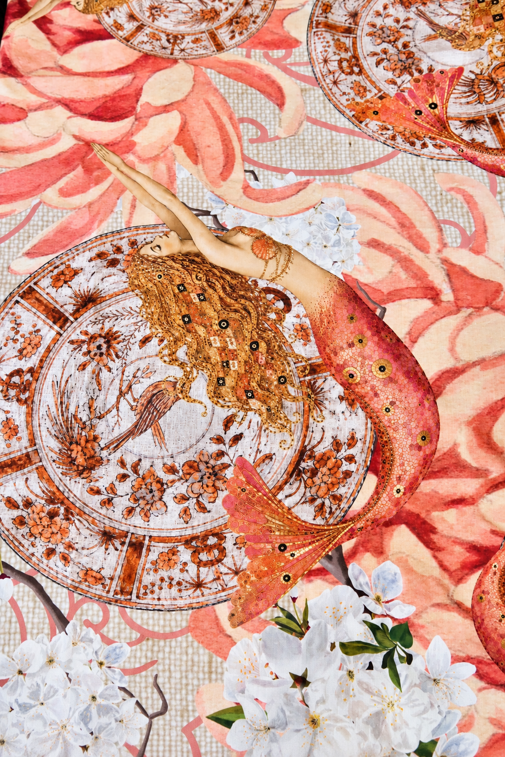 Outdoor Tablecloth - Orange & Peachy Mermaids