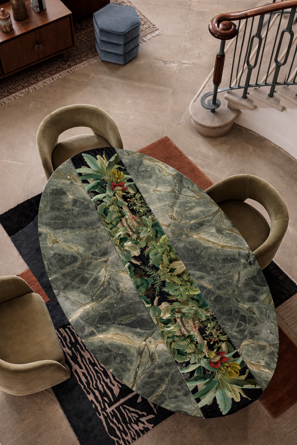 Table Runner - Palms On Black - Hannah Claire Creations