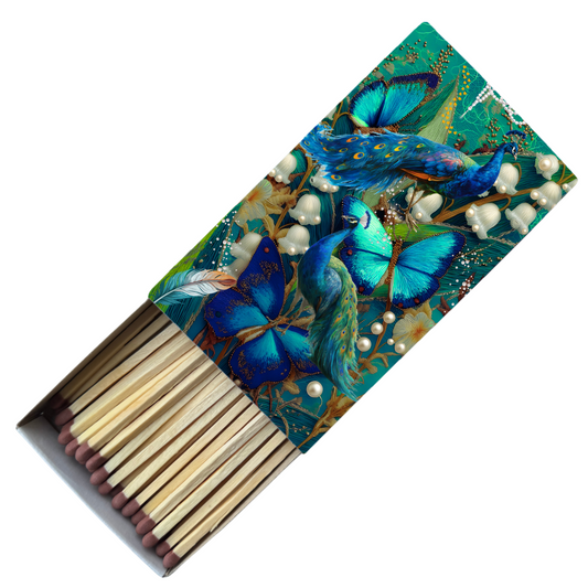 Safety Match Box - Peacocks & Butterflies - Hannah Claire Creations