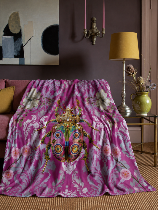 Pink Scarab - Fleece Blanket