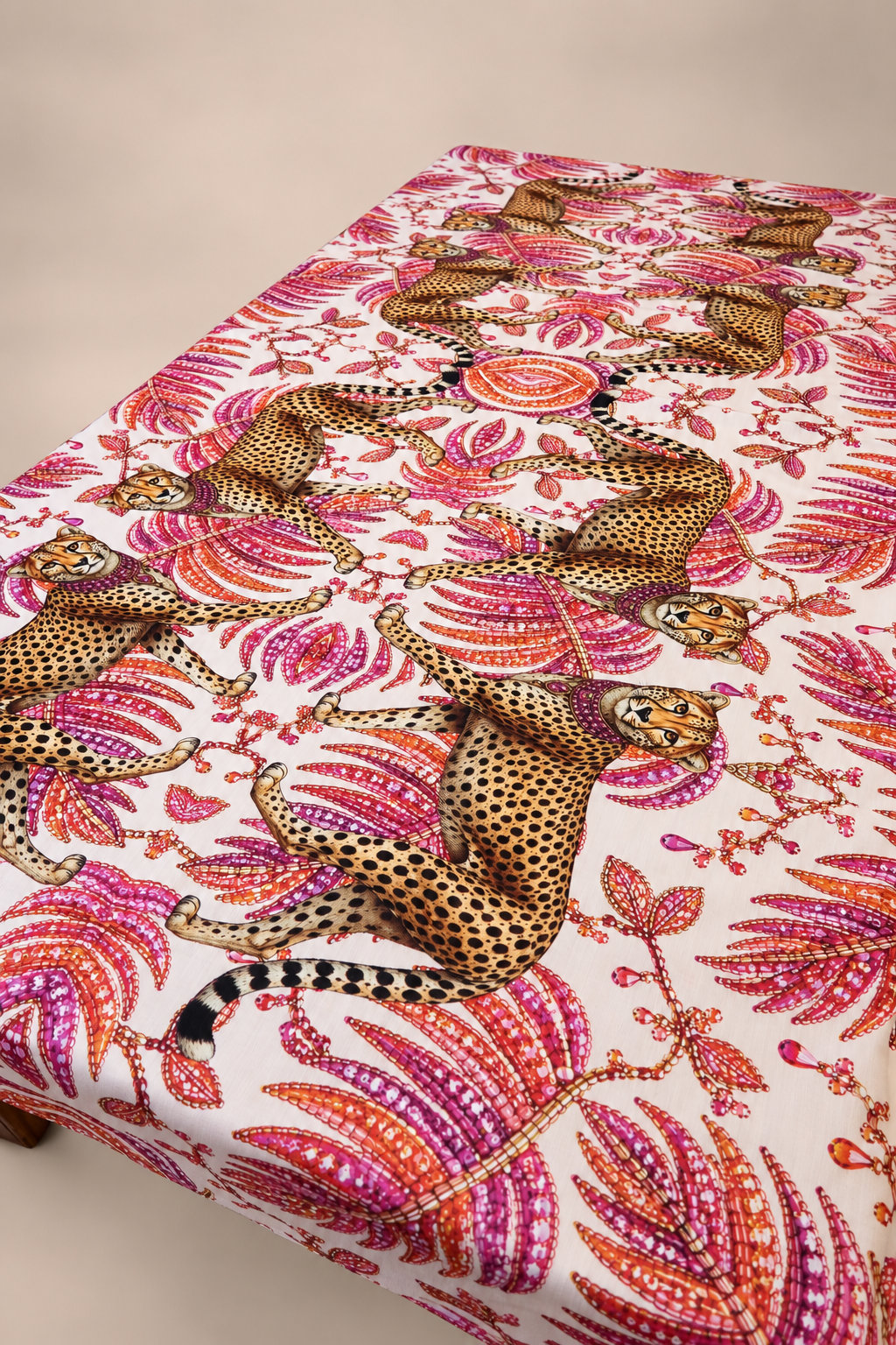 Outdoor Tablecloth - Pink Palms With Leopards
