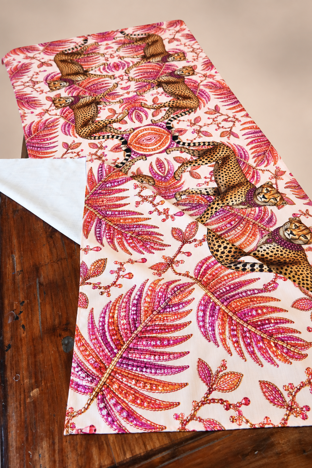 Outdoor Tablecloth - Pink Palms With Leopards