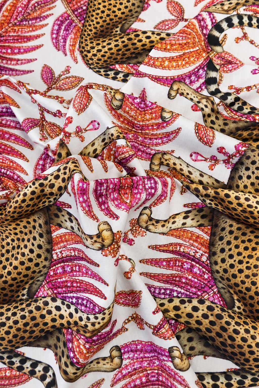 Outdoor Tablecloth - Pink Palms With Leopards