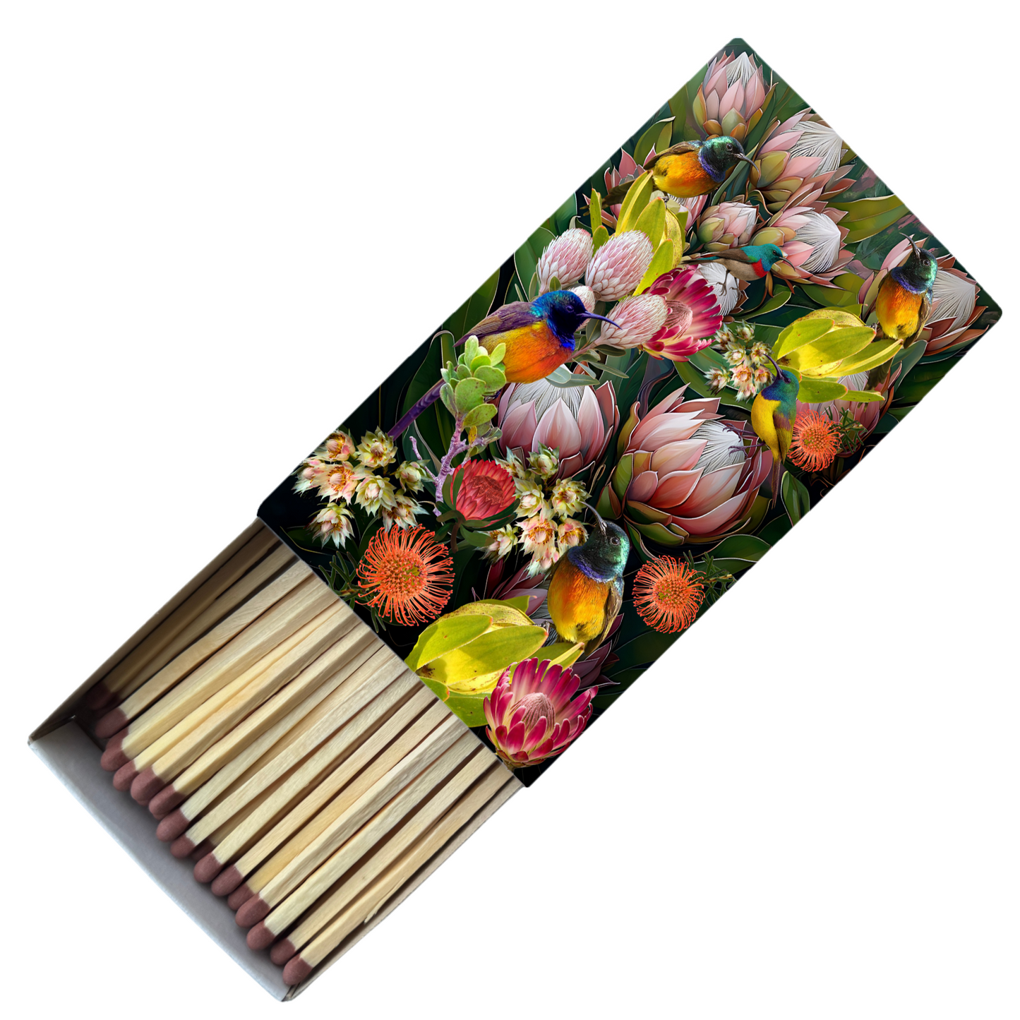 Safety Match Box - Sunbirds & Proteas - Hannah Claire Creations
