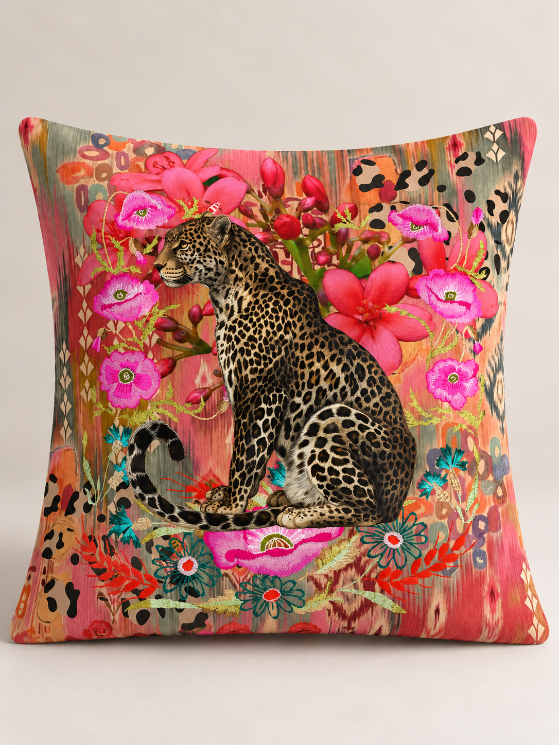 Leopard & Pink Flowers