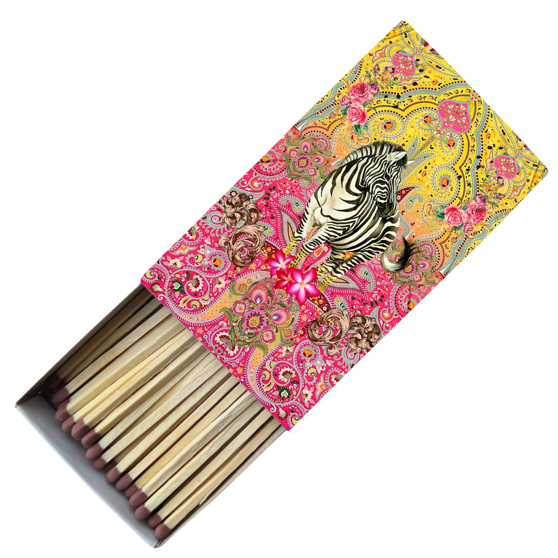Safety Match Box - Zebras On Pink & Yellow - Hannah Claire Creations