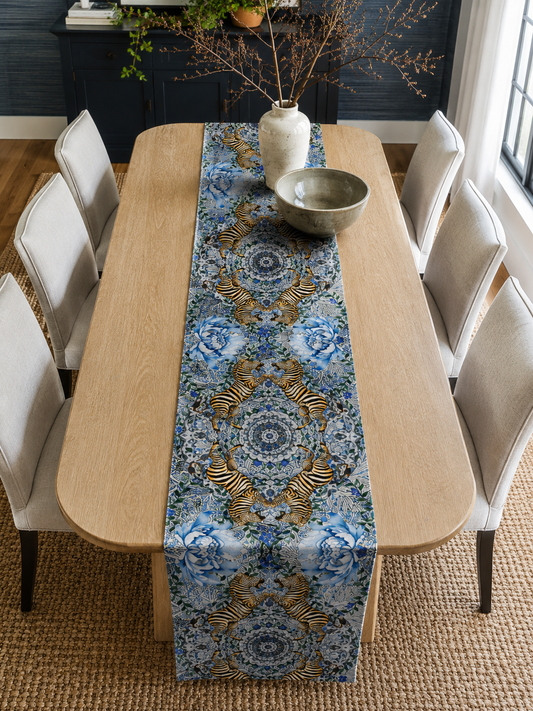 Table Runner - Zebras On Blue - Hannah Claire Creations