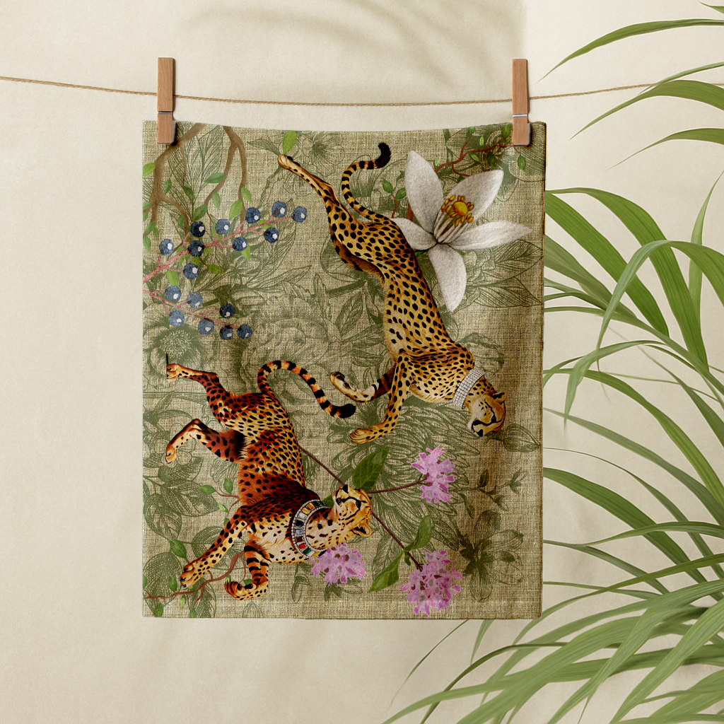 Chasing Jewelled Cheetahs - Tea Towel
