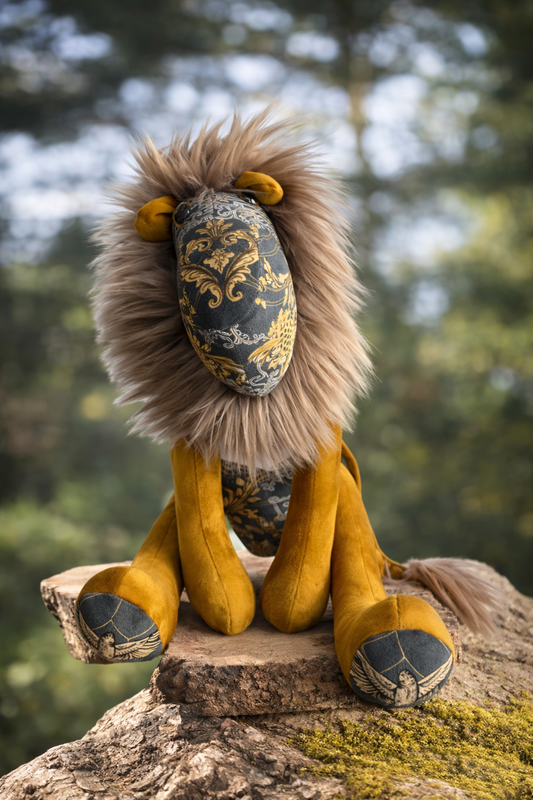 Handmade Lion - Crimson Orchard Leopards (Gold Velvet) - Hannah Claire Creations