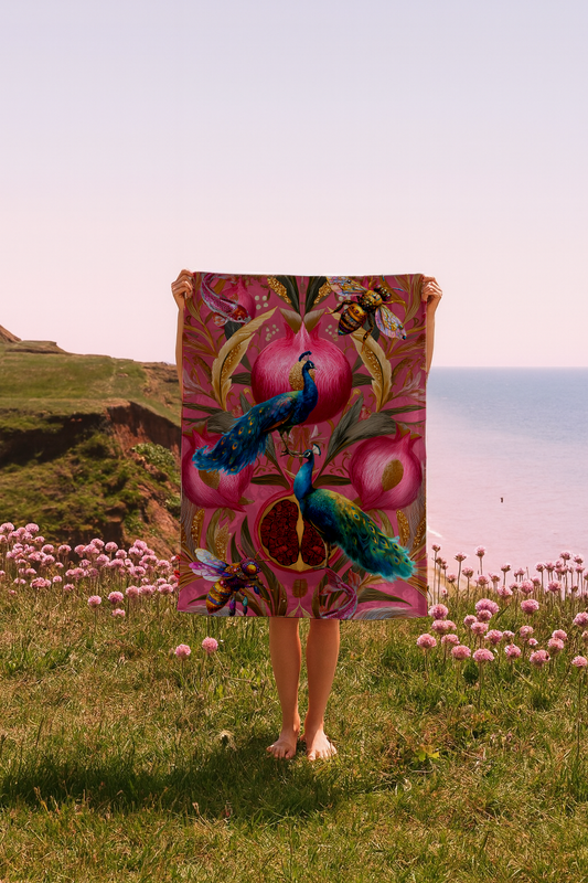 Peacocks & Pomegranates - Beach Towel