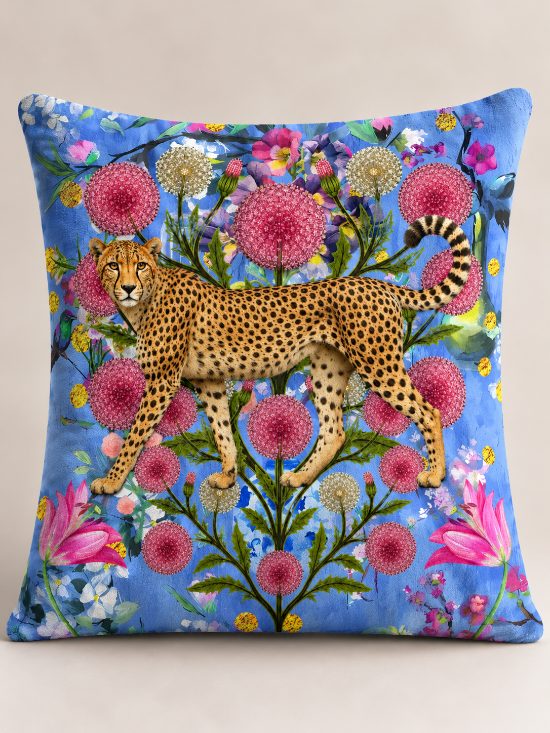 Leopard & Pink Pom-Pom Flowers